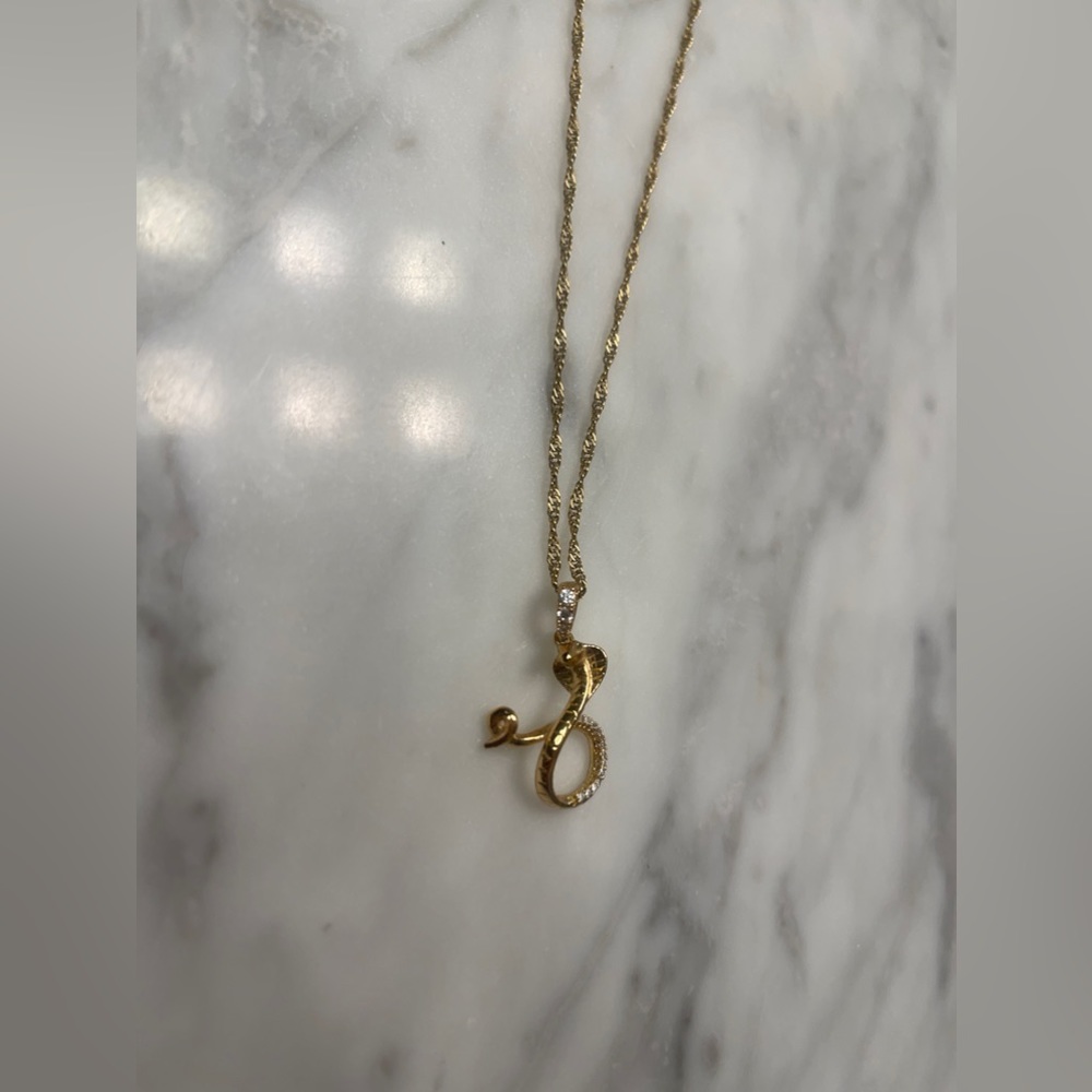 Gold Snake Rhinestone Necklace - Picture 3 of 5